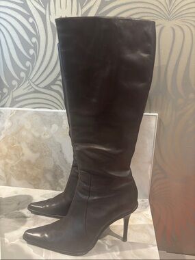Charles By Charles David Chocolate Brown Leather Knee-High Boots